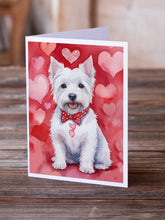 Load image into Gallery viewer, Westie My Valentine Greeting Cards - Blank Note Cards – 8-Pack of Artist-Designed Cards with Envelopes