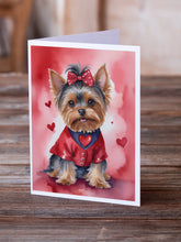 Load image into Gallery viewer, Yorkshire Terrier My Valentine Greeting Cards - Blank Note Cards – 8-Pack of Artist-Designed Cards with Envelopes