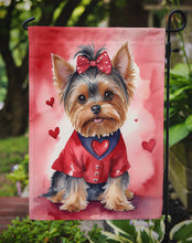 Load image into Gallery viewer, Yorkshire Terrier Valentine’s Day Garden Flag – Dog-Themed Heart Yard Decor