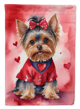 Load image into Gallery viewer, Yorkshire Terrier Valentine’s Day Garden Flag – Dog-Themed Heart Yard Decor