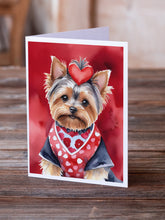 Load image into Gallery viewer, Yorkshire Terrier My Valentine Greeting Cards - Blank Note Cards – 8-Pack of Artist-Designed Cards with Envelopes