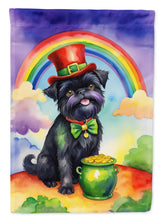 Load image into Gallery viewer, Affenpinscher St. Patrick’s Day Garden Flag – Dog with Pot of Gold &amp; Rainbow Yard Decor