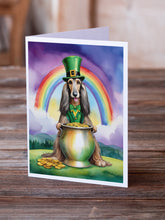 Load image into Gallery viewer, Afghan Hound St Patrick's Day Greeting Cards - Blank Note Cards – 8-Pack of Artist-Designed Cards with Envelopes