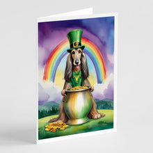 Load image into Gallery viewer, Afghan Hound St Patrick's Day Greeting Cards - Blank Note Cards – 8-Pack of Artist-Designed Cards with Envelopes