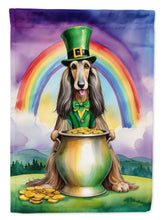 Load image into Gallery viewer, Afghan Hound St. Patrick’s Day Garden Flag – Dog with Pot of Gold &amp; Rainbow Yard Decor
