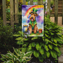 Load image into Gallery viewer, Airedale Terrier St. Patrick’s Day Garden Flag – Dog with Pot of Gold &amp; Rainbow Yard Decor
