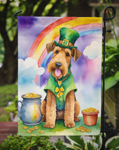 Load image into Gallery viewer, Airedale Terrier St. Patrick’s Day Garden Flag – Dog with Pot of Gold &amp; Rainbow Yard Decor