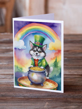 Load image into Gallery viewer, Alaskan Klee Kai St Patrick's Day Greeting Cards - Blank Note Cards – 8-Pack of Artist-Designed Cards with Envelopes