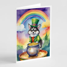 Load image into Gallery viewer, Alaskan Klee Kai St Patrick's Day Greeting Cards - Blank Note Cards – 8-Pack of Artist-Designed Cards with Envelopes