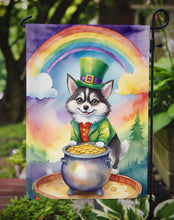 Load image into Gallery viewer, Alaskan Klee Kai St. Patrick’s Day Garden Flag – Dog with Pot of Gold &amp; Rainbow Yard Decor