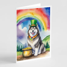 Load image into Gallery viewer, Alaskan Malamute St Patrick's Day Greeting Cards - Blank Note Cards – 8-Pack of Artist-Designed Cards with Envelopes