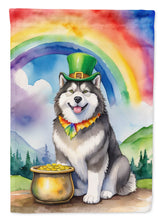 Load image into Gallery viewer, Alaskan Malamute St. Patrick’s Day Garden Flag – Dog with Pot of Gold &amp; Rainbow Yard Decor