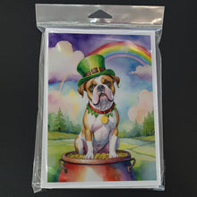 Load image into Gallery viewer, American Bulldog St Patrick's Day Greeting Cards - Blank Note Cards – 8-Pack of Artist-Designed Cards with Envelopes