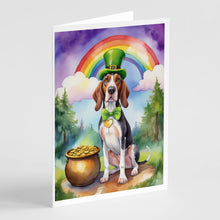 Load image into Gallery viewer, American English Coonhound St Patrick's Day Greeting Cards - Blank Note Cards – 8-Pack of Artist-Designed Cards with Envelopes