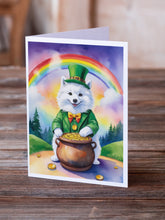Load image into Gallery viewer, American Eskimo St Patrick's Day Greeting Cards - Blank Note Cards – 8-Pack of Artist-Designed Cards with Envelopes
