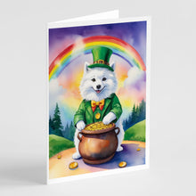 Load image into Gallery viewer, American Eskimo St Patrick's Day Greeting Cards - Blank Note Cards – 8-Pack of Artist-Designed Cards with Envelopes