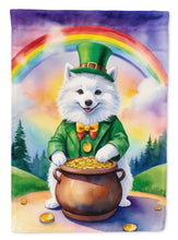 Load image into Gallery viewer, American Eskimo St. Patrick’s Day Garden Flag – Dog with Pot of Gold &amp; Rainbow Yard Decor