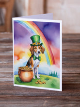 Load image into Gallery viewer, American Foxhound St Patrick's Day Greeting Cards - Blank Note Cards – 8-Pack of Artist-Designed Cards with Envelopes