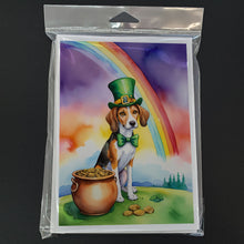 Load image into Gallery viewer, American Foxhound St Patrick's Day Greeting Cards - Blank Note Cards – 8-Pack of Artist-Designed Cards with Envelopes