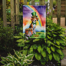 Load image into Gallery viewer, American Foxhound St. Patrick’s Day Garden Flag – Dog with Pot of Gold &amp; Rainbow Yard Decor
