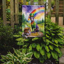 Load image into Gallery viewer, American Hairless Terrier St. Patrick’s Day Garden Flag – Dog with Pot of Gold &amp; Rainbow Yard Decor