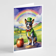 Load image into Gallery viewer, Australian Cattle Dog St Patrick's Day Greeting Cards - Blank Note Cards – 8-Pack of Artist-Designed Cards with Envelopes