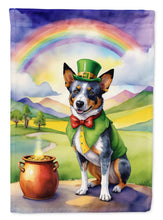 Load image into Gallery viewer, Australian Cattle Dog St. Patrick’s Day Garden Flag – Dog with Pot of Gold &amp; Rainbow Yard Decor