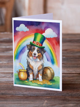Load image into Gallery viewer, Australian Shepherd St Patrick's Day Greeting Cards - Blank Note Cards – 8-Pack of Artist-Designed Cards with Envelopes