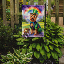 Load image into Gallery viewer, Australian Terrier St. Patrick’s Day Garden Flag – Dog with Pot of Gold &amp; Rainbow Yard Decor
