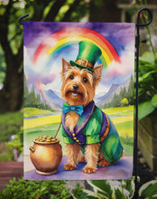 Load image into Gallery viewer, Australian Terrier St. Patrick’s Day Garden Flag – Dog with Pot of Gold &amp; Rainbow Yard Decor