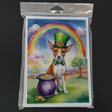 Load image into Gallery viewer, Basenji St Patrick's Day Greeting Cards - Blank Note Cards – 8-Pack of Artist-Designed Cards with Envelopes
