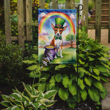 Load image into Gallery viewer, Basenji St. Patrick’s Day Garden Flag – Dog with Pot of Gold &amp; Rainbow Yard Decor