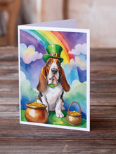 Load image into Gallery viewer, Basset Hound St Patrick's Day Greeting Cards - Blank Note Cards – 8-Pack of Artist-Designed Cards with Envelopes