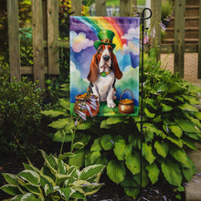 Load image into Gallery viewer, Basset Hound St. Patrick’s Day Garden Flag – Dog with Pot of Gold &amp; Rainbow Yard Decor