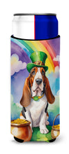 Load image into Gallery viewer, Basset Hound St Patrick's Day Slim Can Huggers – Fun, Functional Drink Coolers for Every Occasion