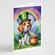 Load image into Gallery viewer, Beagle St Patrick's Day Greeting Cards - Blank Note Cards – 8-Pack of Artist-Designed Cards with Envelopes