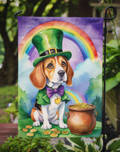 Load image into Gallery viewer, Beagle St. Patrick’s Day Garden Flag – Dog with Pot of Gold &amp; Rainbow Yard Decor