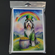 Load image into Gallery viewer, Bearded Collie St Patrick's Day Greeting Cards - Blank Note Cards – 8-Pack of Artist-Designed Cards with Envelopes