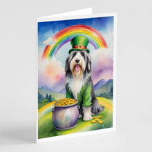 Load image into Gallery viewer, Bearded Collie St Patrick's Day Greeting Cards - Blank Note Cards – 8-Pack of Artist-Designed Cards with Envelopes