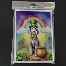 Load image into Gallery viewer, Bedlington Terrier St Patrick's Day Greeting Cards - Blank Note Cards – 8-Pack of Artist-Designed Cards with Envelopes