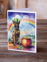 Load image into Gallery viewer, Belgian Malinois St Patrick's Day Greeting Cards - Blank Note Cards – 8-Pack of Artist-Designed Cards with Envelopes