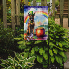 Load image into Gallery viewer, Belgian Malinois St. Patrick’s Day Garden Flag – Dog with Pot of Gold &amp; Rainbow Yard Decor
