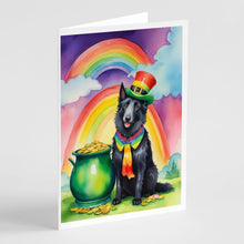 Load image into Gallery viewer, Belgian Sheepdog St Patrick's Day Greeting Cards - Blank Note Cards – 8-Pack of Artist-Designed Cards with Envelopes