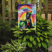 Load image into Gallery viewer, Belgian Sheepdog St. Patrick’s Day Garden Flag – Dog with Pot of Gold &amp; Rainbow Yard Decor