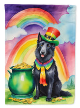 Load image into Gallery viewer, Belgian Sheepdog St. Patrick’s Day Garden Flag – Dog with Pot of Gold &amp; Rainbow Yard Decor