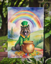 Load image into Gallery viewer, Belgian Tervuren St. Patrick’s Day Garden Flag – Dog with Pot of Gold &amp; Rainbow Yard Decor