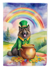 Load image into Gallery viewer, Belgian Tervuren St. Patrick’s Day Garden Flag – Dog with Pot of Gold &amp; Rainbow Yard Decor