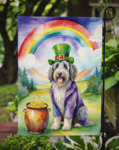 Load image into Gallery viewer, Bergamasco Sheepdog St. Patrick’s Day Garden Flag – Dog with Pot of Gold &amp; Rainbow Yard Decor