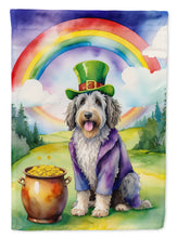 Load image into Gallery viewer, Bergamasco Sheepdog St. Patrick’s Day Garden Flag – Dog with Pot of Gold &amp; Rainbow Yard Decor