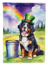Load image into Gallery viewer, Bernese Mountain Dog St. Patrick’s Day Garden Flag – Dog with Pot of Gold &amp; Rainbow Yard Decor